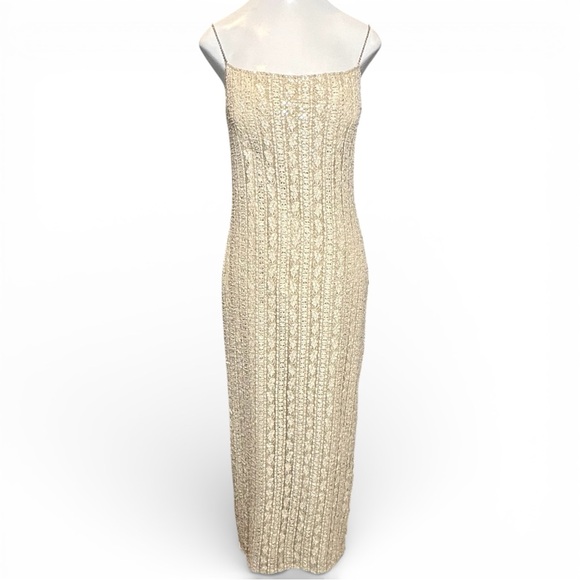 Jessica McClintock Dresses & Skirts - Jessica McClintock 14 Sequined Lace Maxi Dress Vintage 90s Evening Ivory Bridal